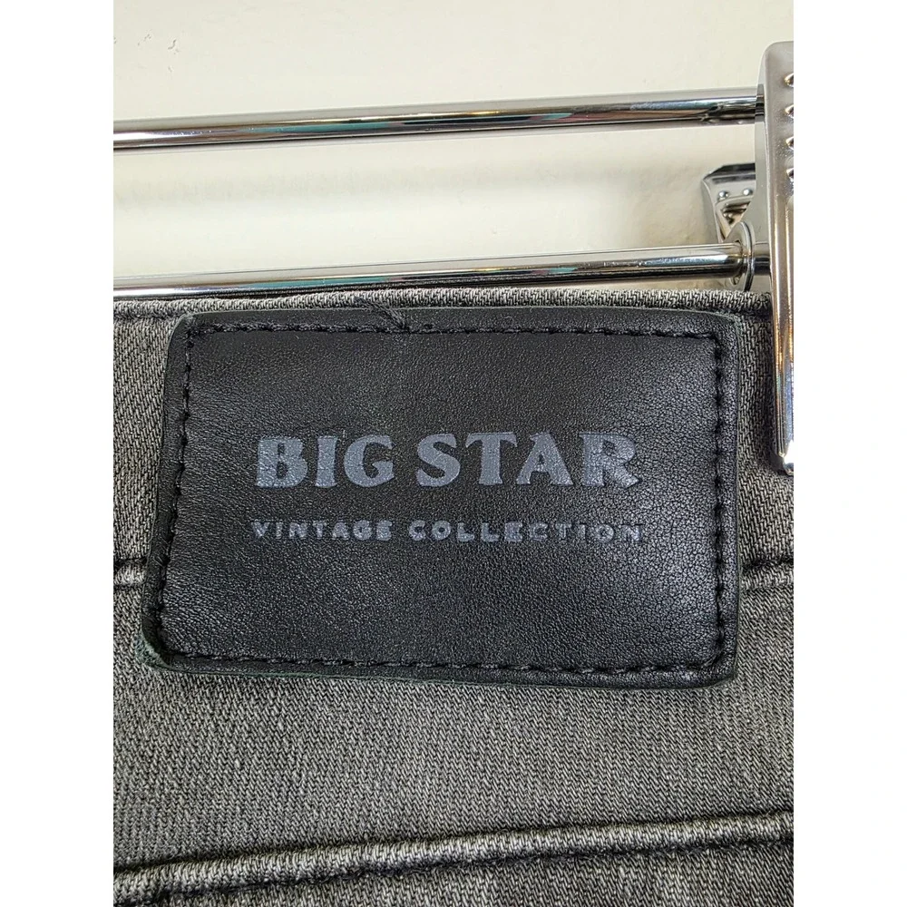 Big Star Alex Skinny Jeans Womens 29 Charcoal Grey Faded Mid Rise Denim FWALX3SU
